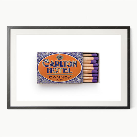 Vintage matchbox photography, Carlton Cannes, Elegant home decor