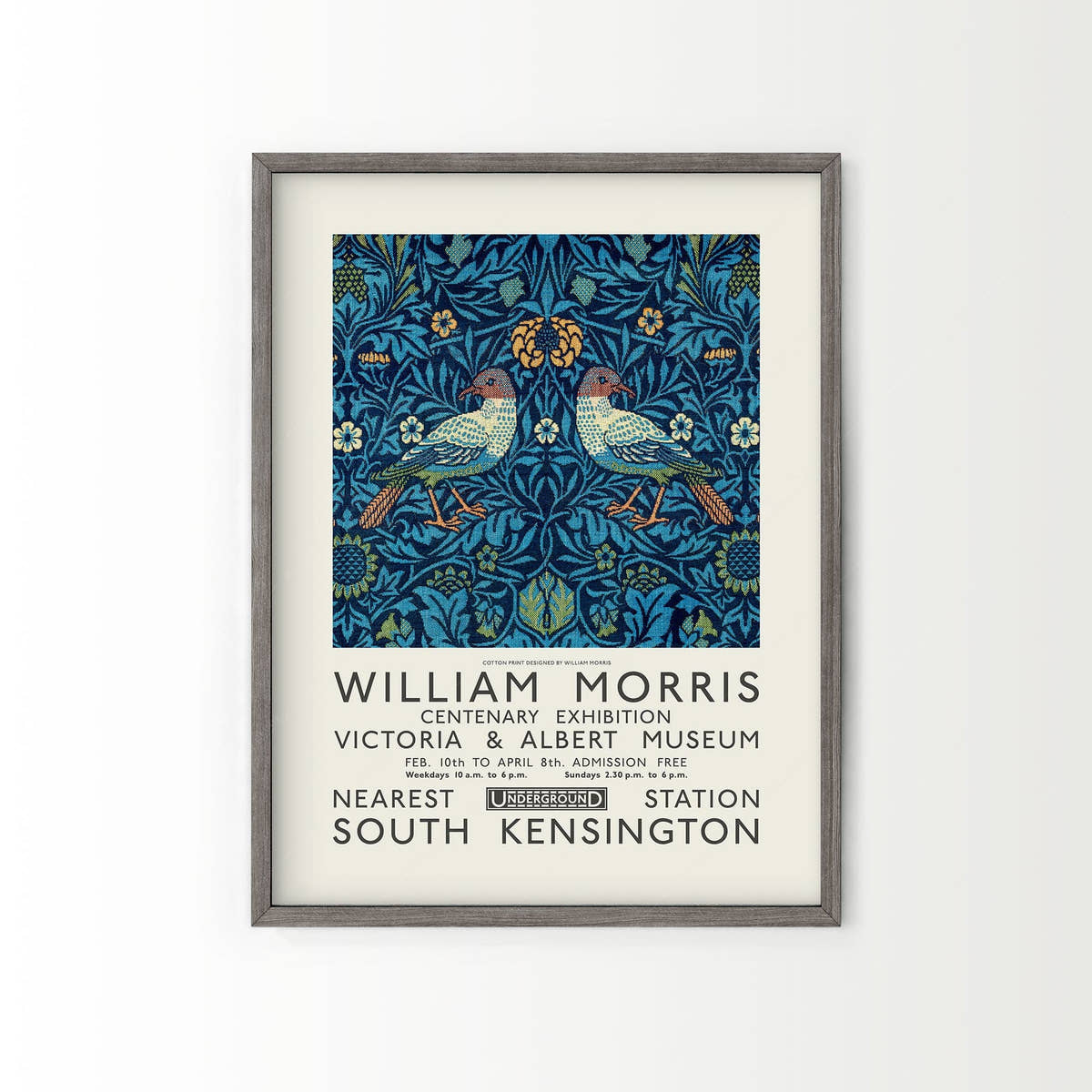 William Morris, Bird Poster, Victoria and Albert Museum Exhibition