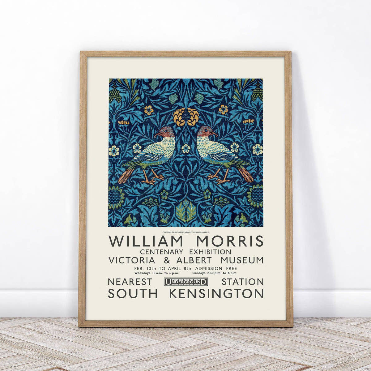 William Morris, Bird Poster, Victoria and Albert Museum Exhibition
