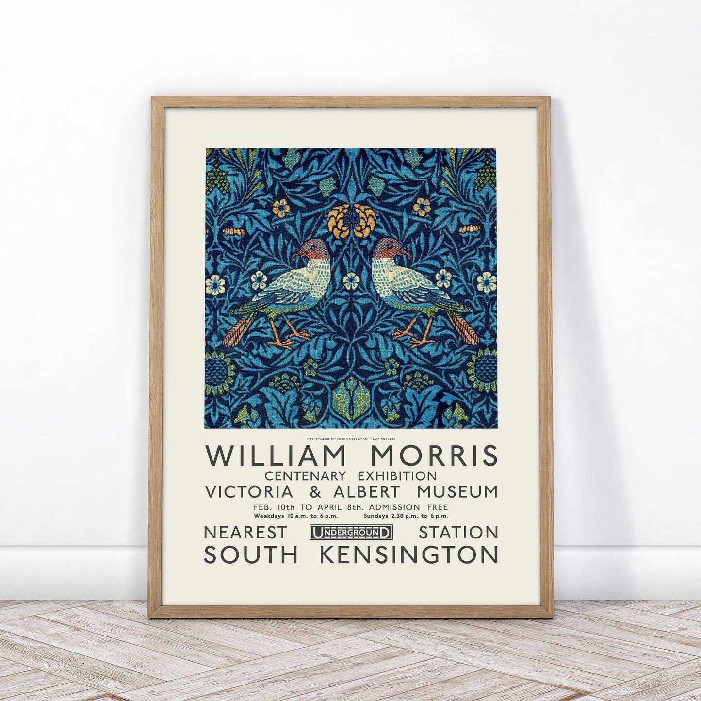William Morris, Bird Poster, Victoria and Albert Museum Exhibition