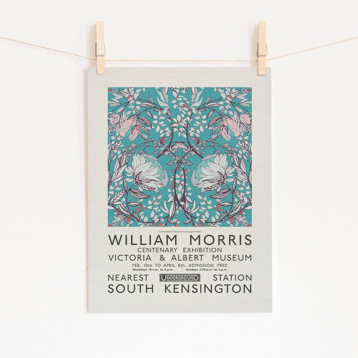 William Morris, Blue Floral , Fine Art Print