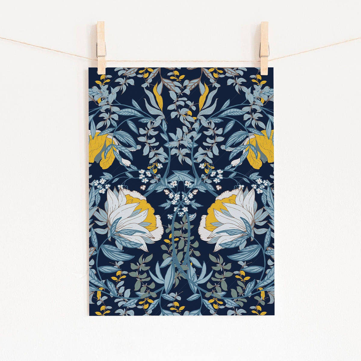 William Morris, Blue Floral Poster, Fine Art Print