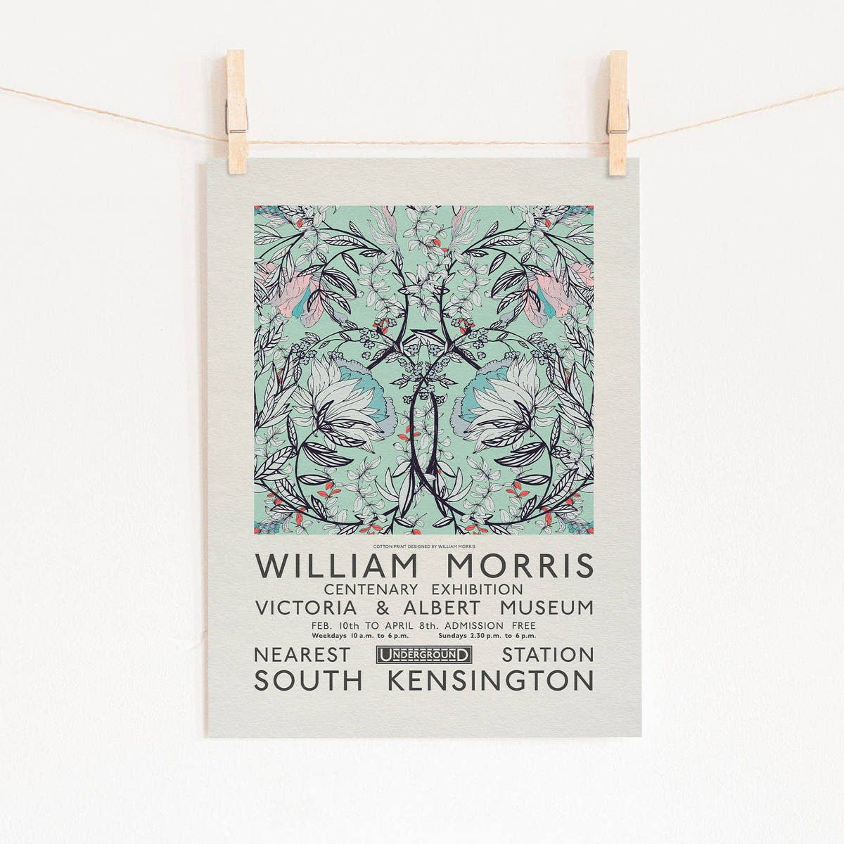 William Morris, Floral Poster, Victoria and Albert Museum Exhibition