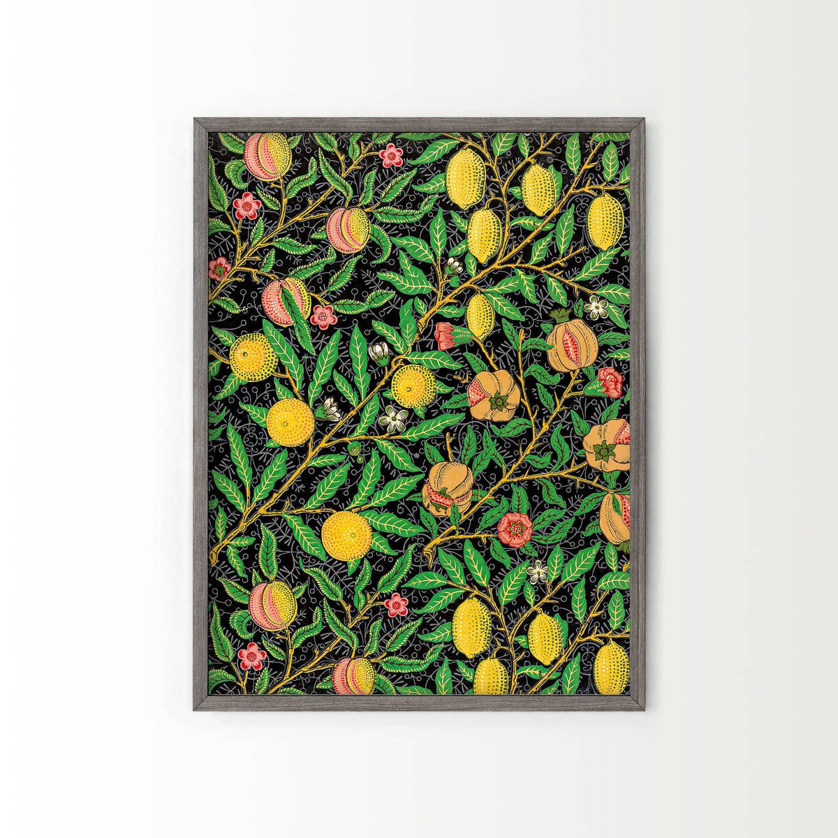 William Morris, Fruit or Pomegranate on black background, Victorian Era