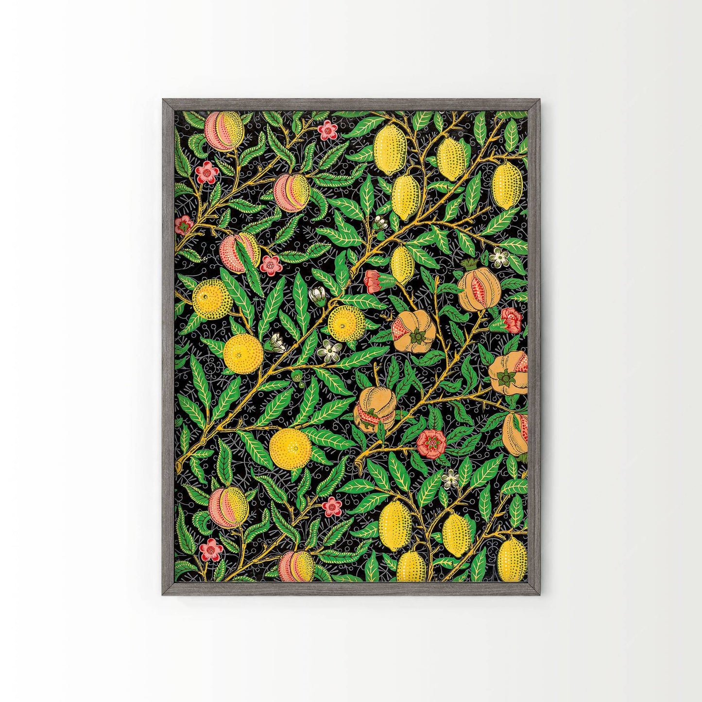 William Morris, Fruit or Pomegranate on black background, Victorian Era