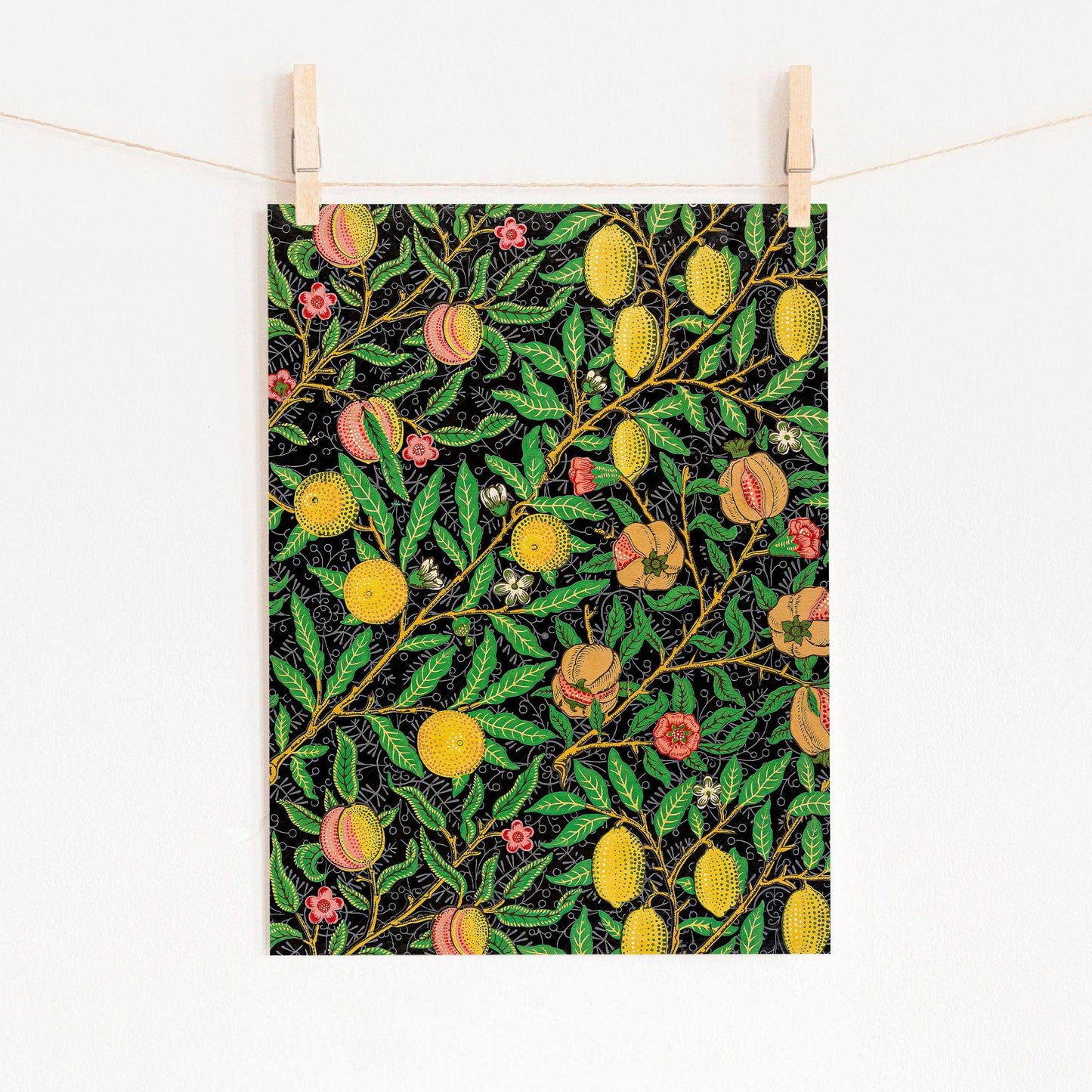 William Morris, Fruit or Pomegranate on black background, Victorian Era
