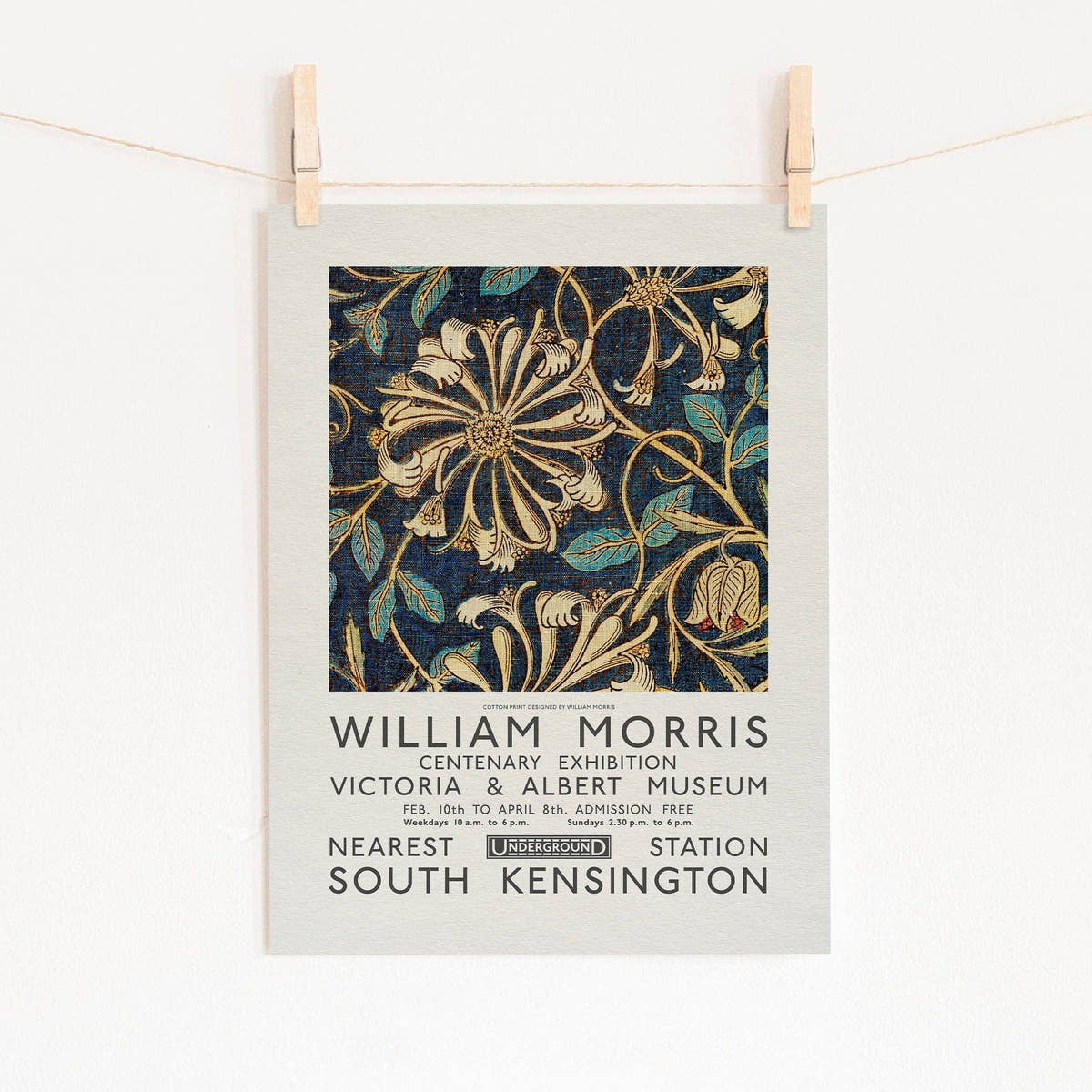 William Morris, Gold Flower Poster, Victoria and Albert Museum Exhibition