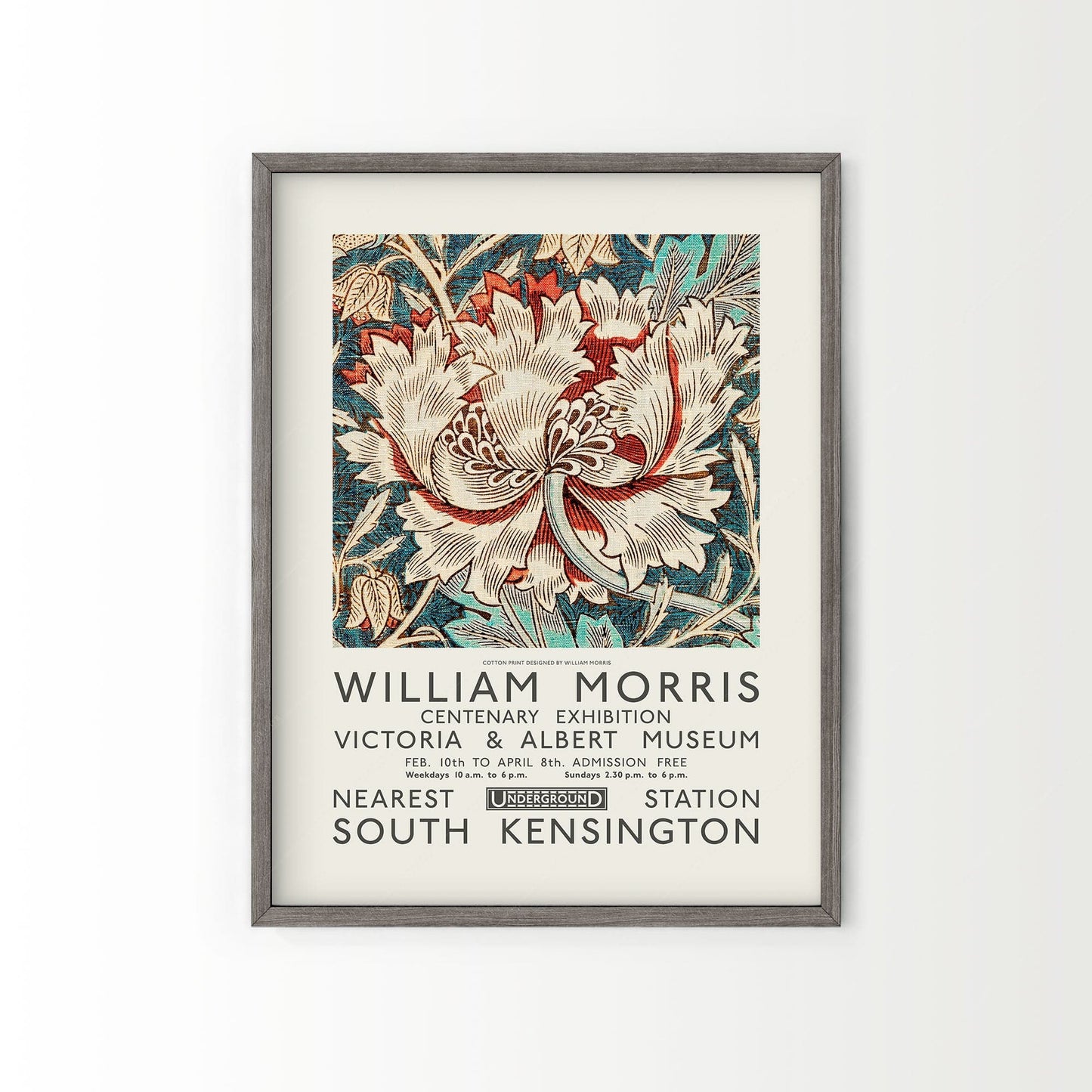 William Morris, Honeysuckle Print, Exhibition Poster