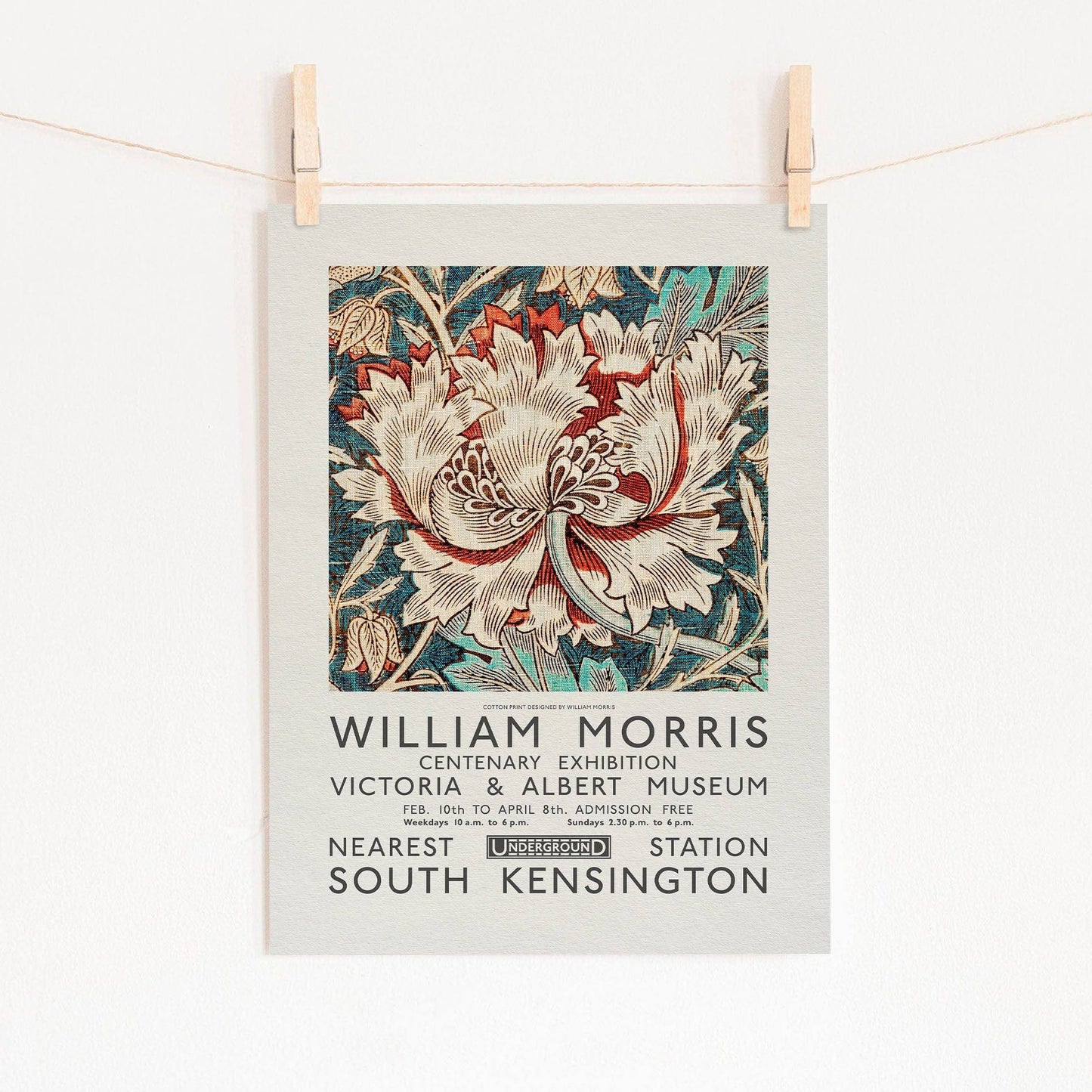 William Morris, Honeysuckle Print, Exhibition Poster