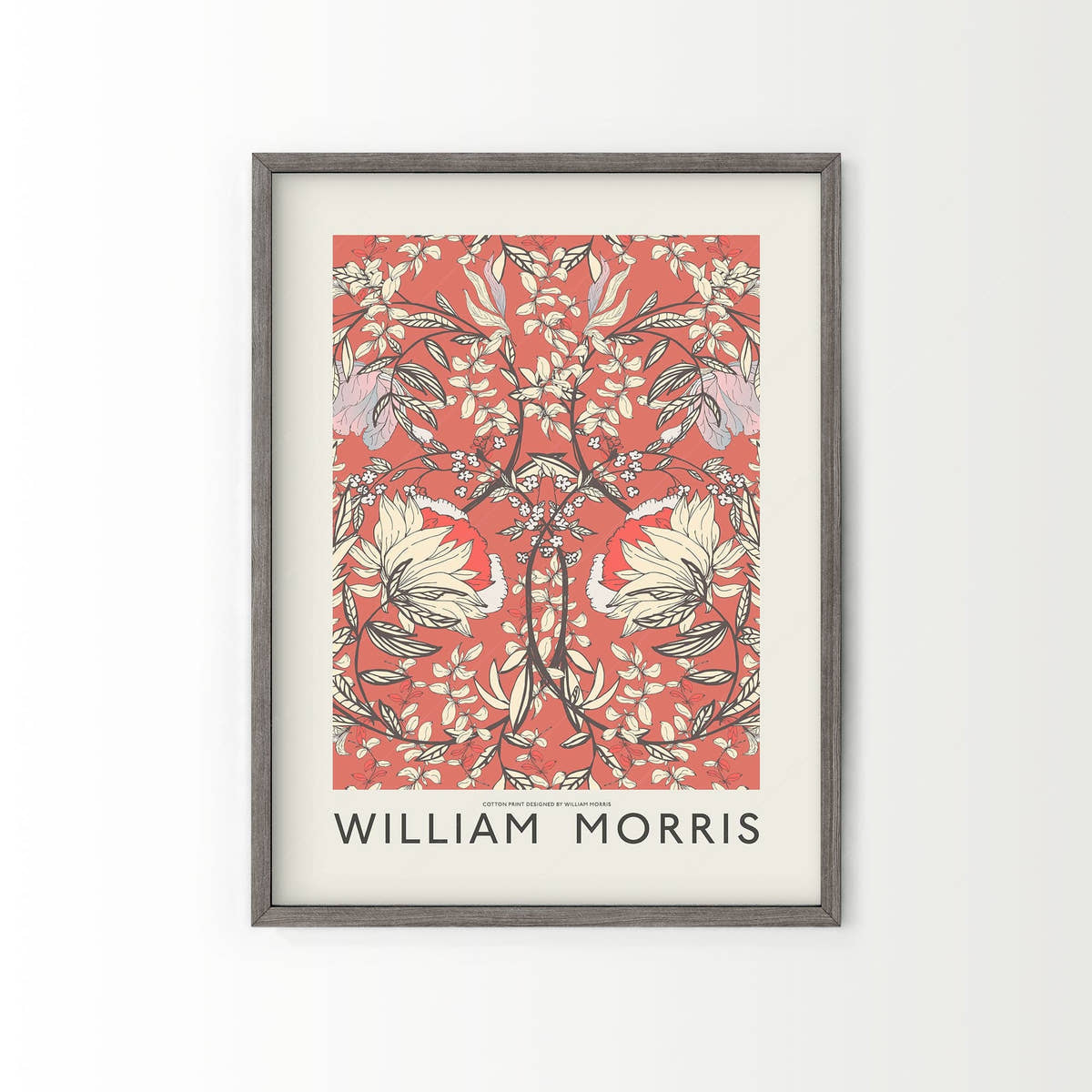 William Morris Poster, Red Floral Pattern