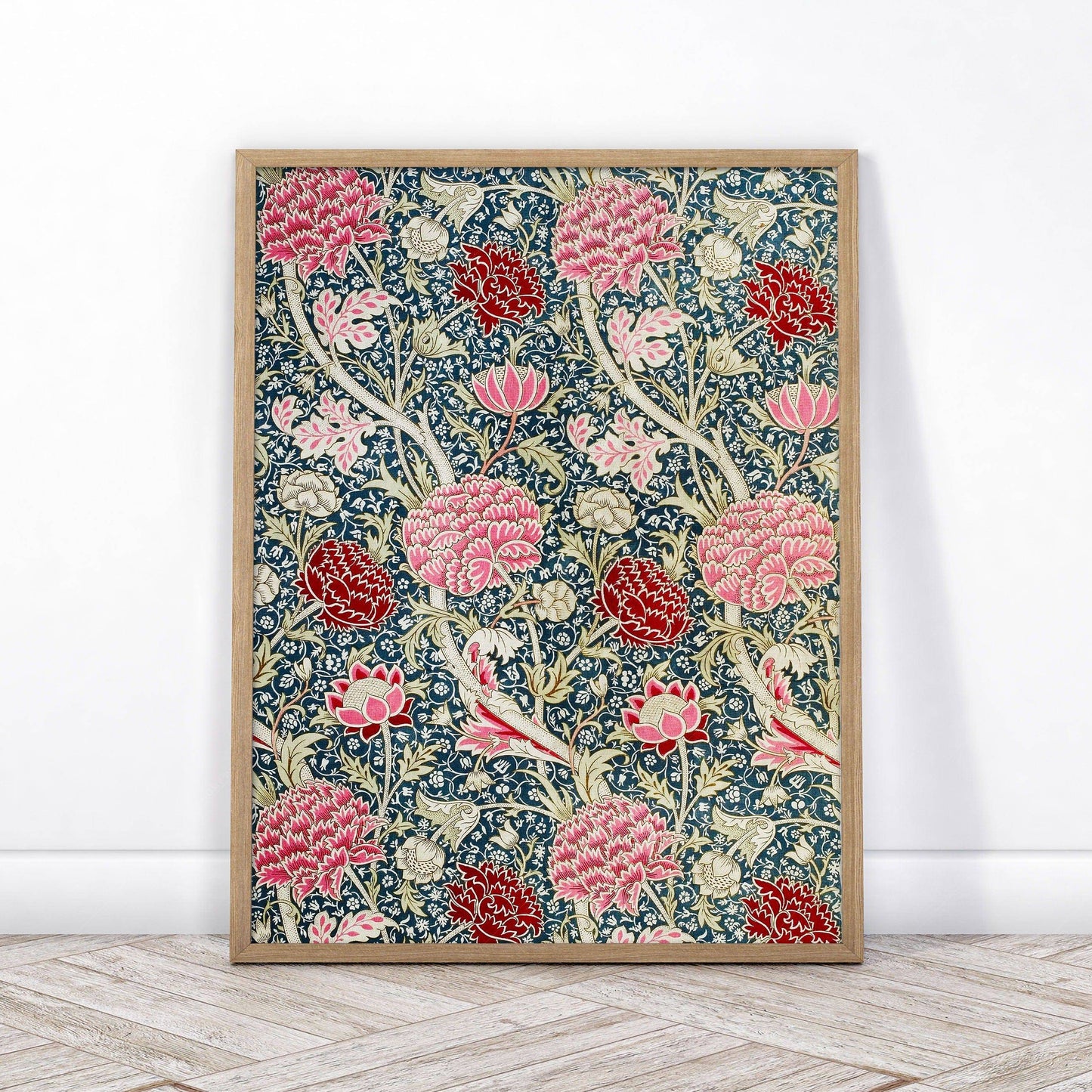 William Morris Print, Red and Pink Flowers Wall Art