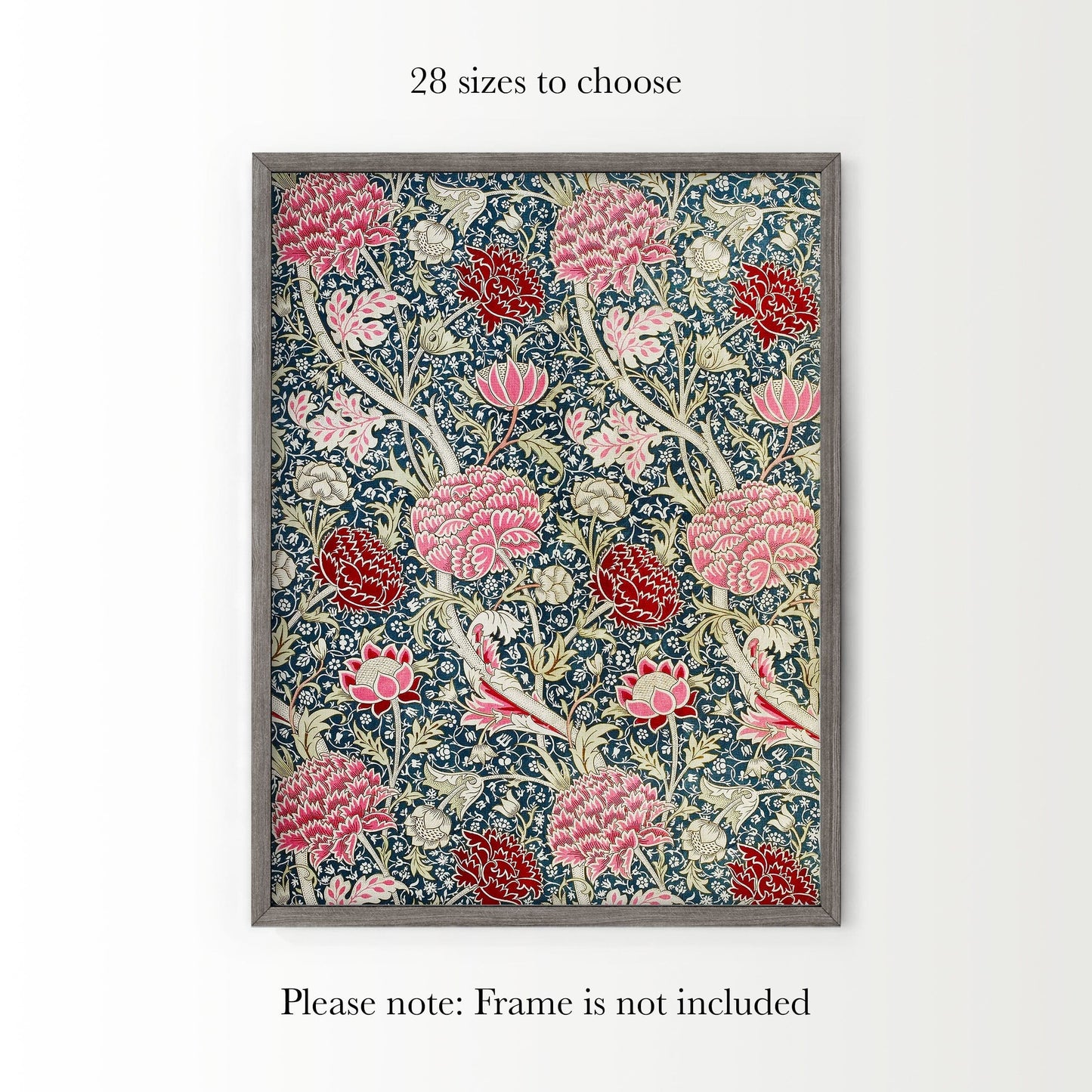 William Morris Print, Red and Pink Flowers Wall Art