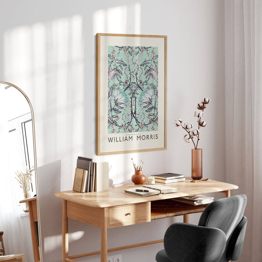 William Morris Print, Turquoise Flower Wall Art