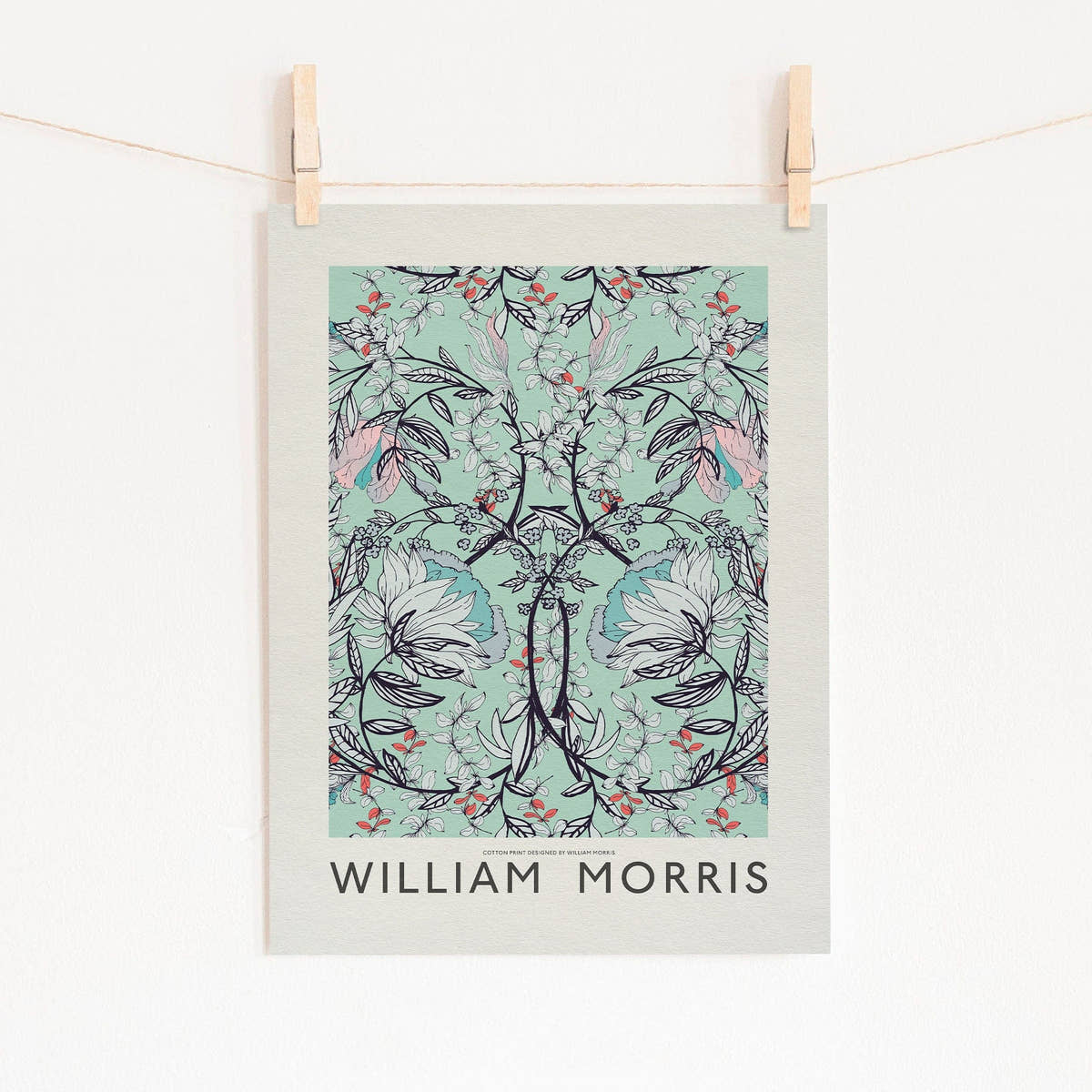 William Morris Print, Turquoise Flower Wall Art