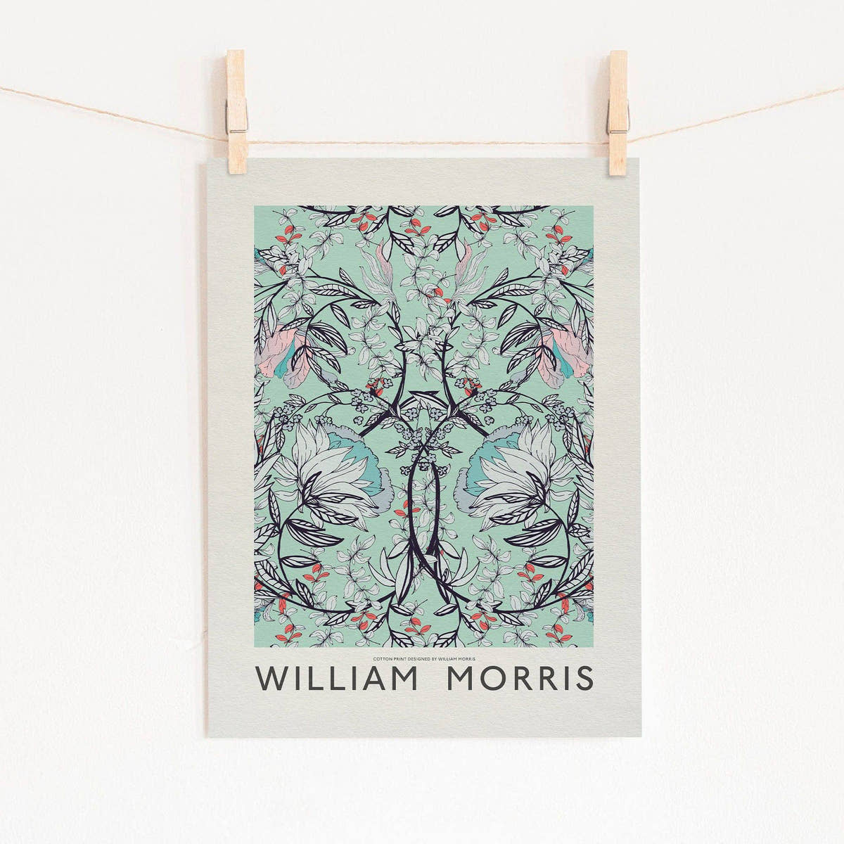 William Morris Print, Turquoise Flower Wall Art