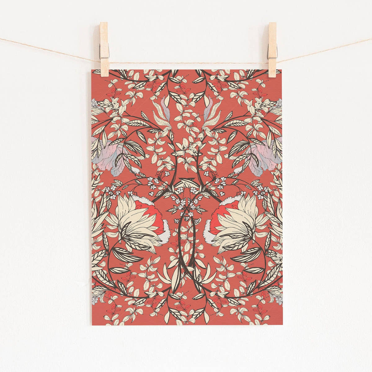 William Morris, Red floral pattern, Fine Art Print