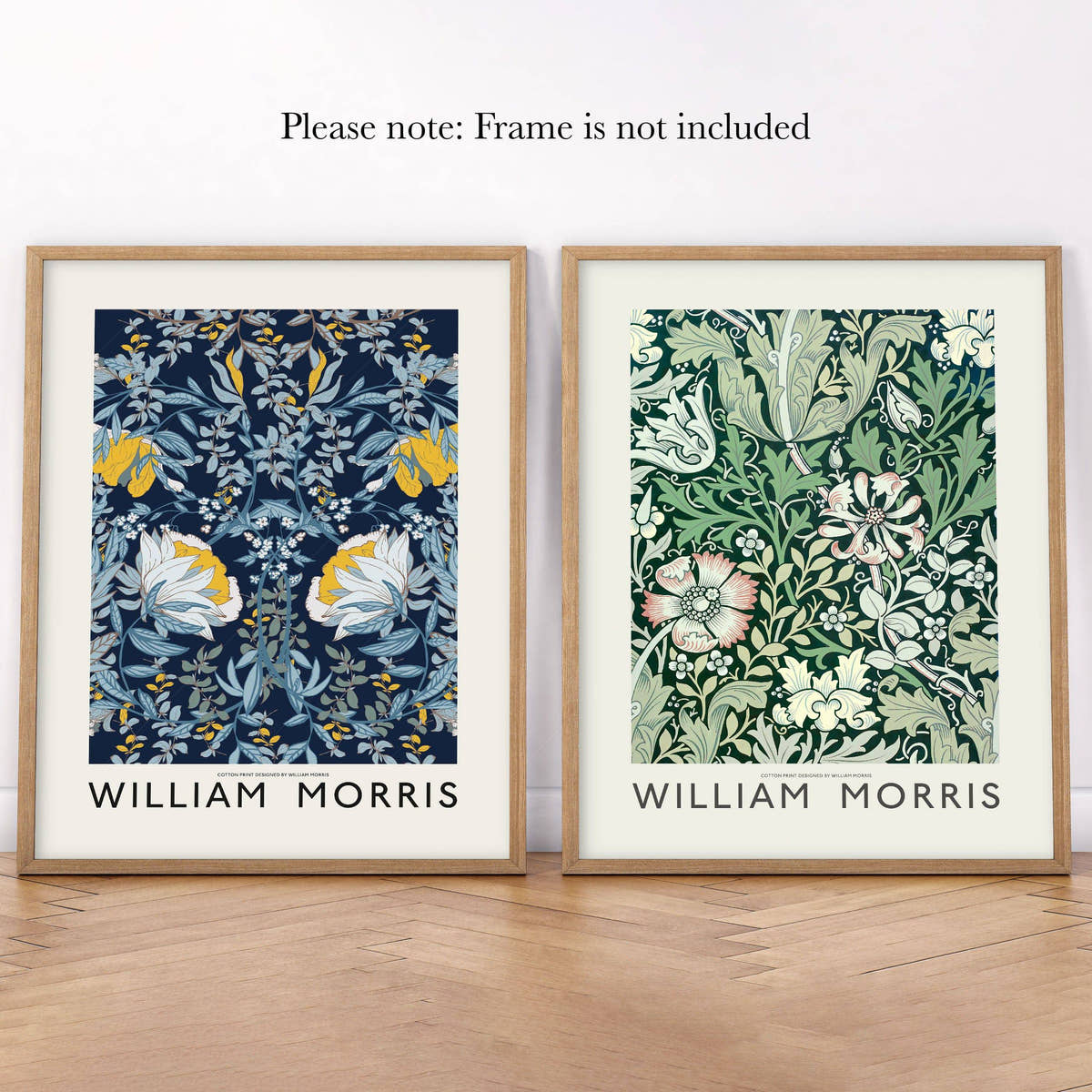 William Morris, Set of 2 Flowers, Blue and Green Art