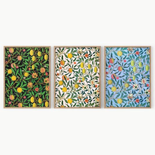 William Morris, Set of 3 Prints, Fruit (or Pomegranate) Posters