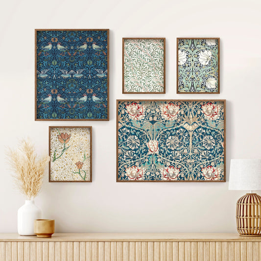 William Morris, Set of 5 Posters, Floral Gallery Wall