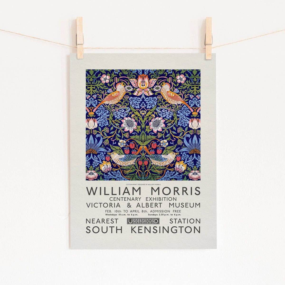William Morris, Strawberry Thief Print, Exhibition Poster