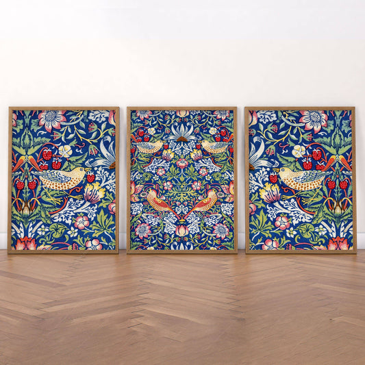 William Morris, Strawberry Thief, Set of 3 prints