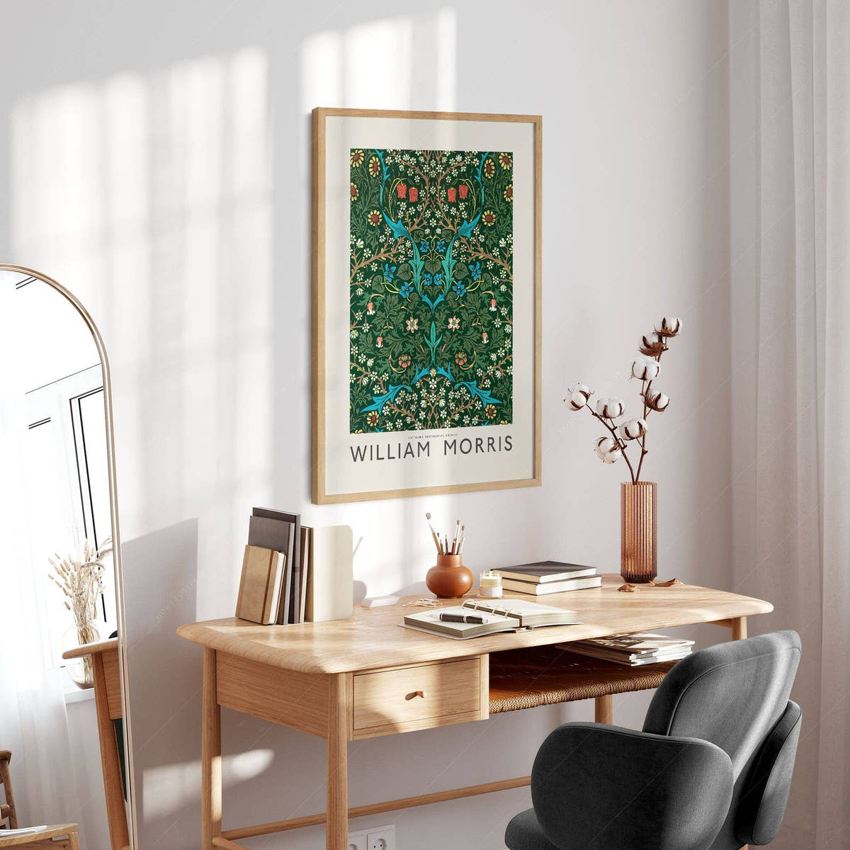 William Morris, Tulips Poster, Blackthorn, Fine Art Print