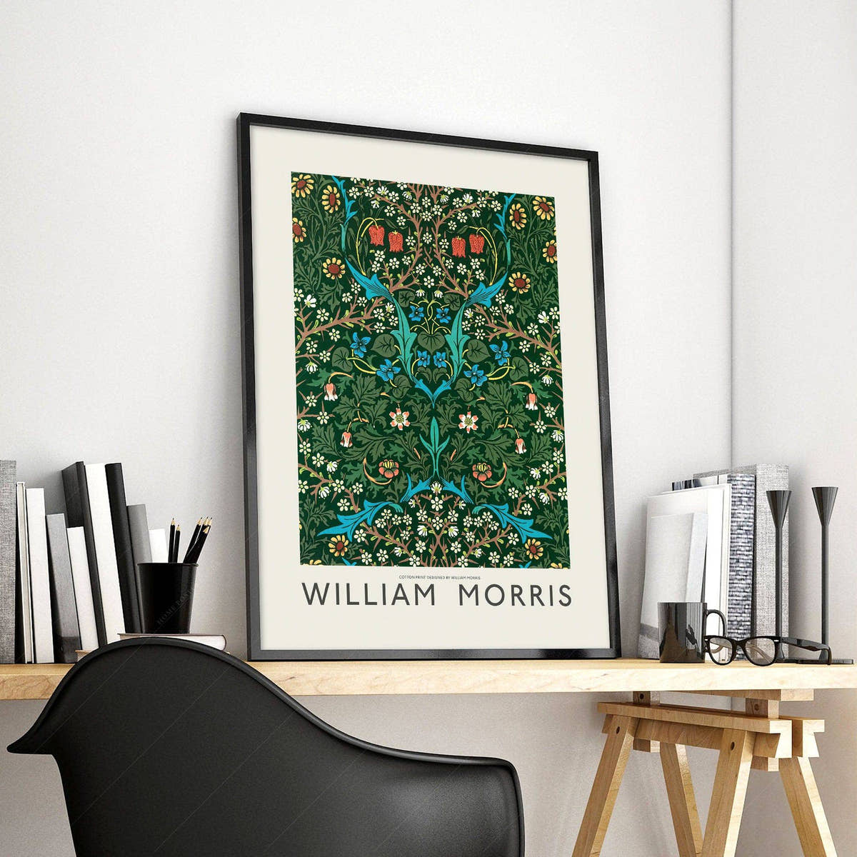 William Morris, Tulips Poster, Blackthorn, Fine Art Print