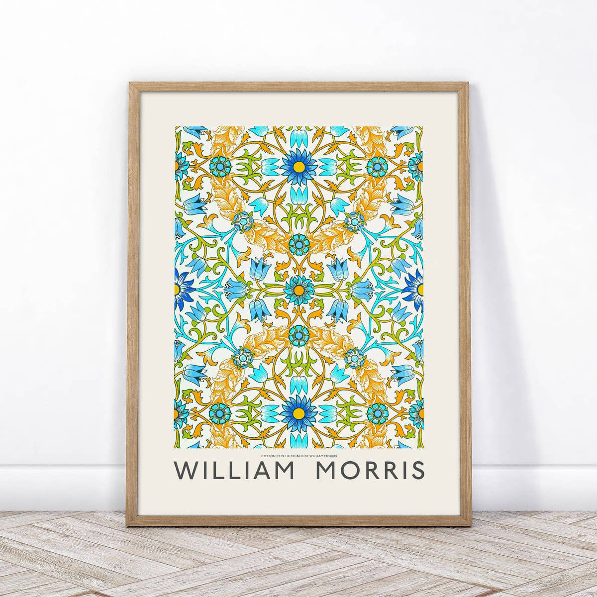 William Morris, Vine Pattern, Blue green, and orange, Fine Art Print