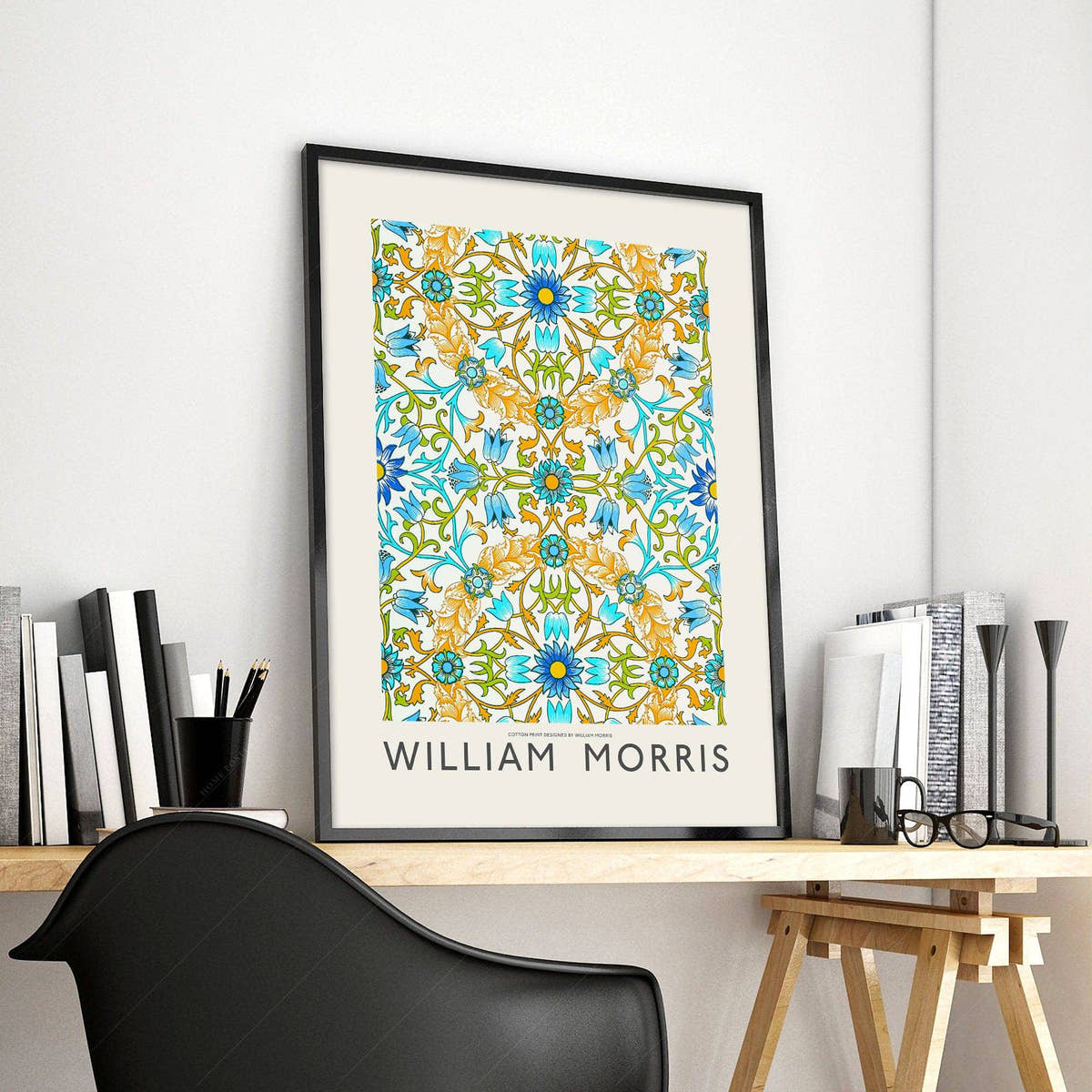 William Morris, Vine Pattern, Blue green, and orange, Fine Art Print