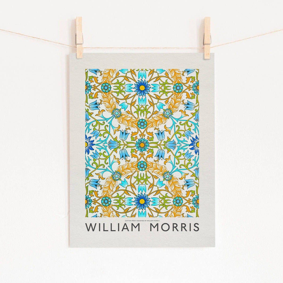 William Morris, Vine Pattern, Blue green, and orange, Fine Art Print