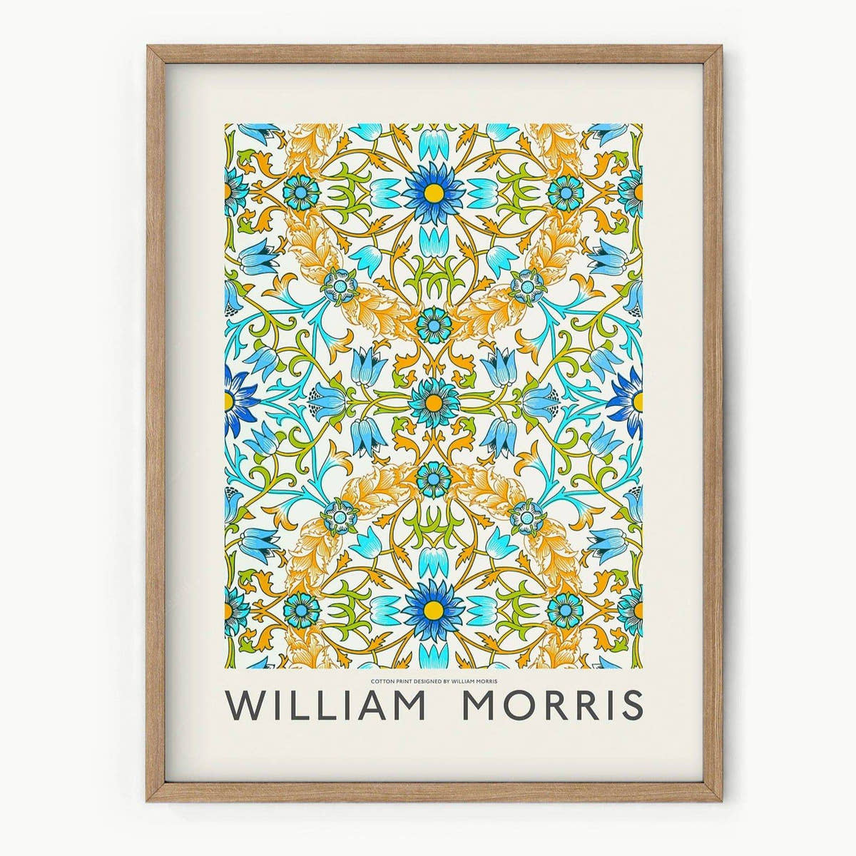 William Morris, Vine Pattern, Blue green, and orange, Fine Art Print