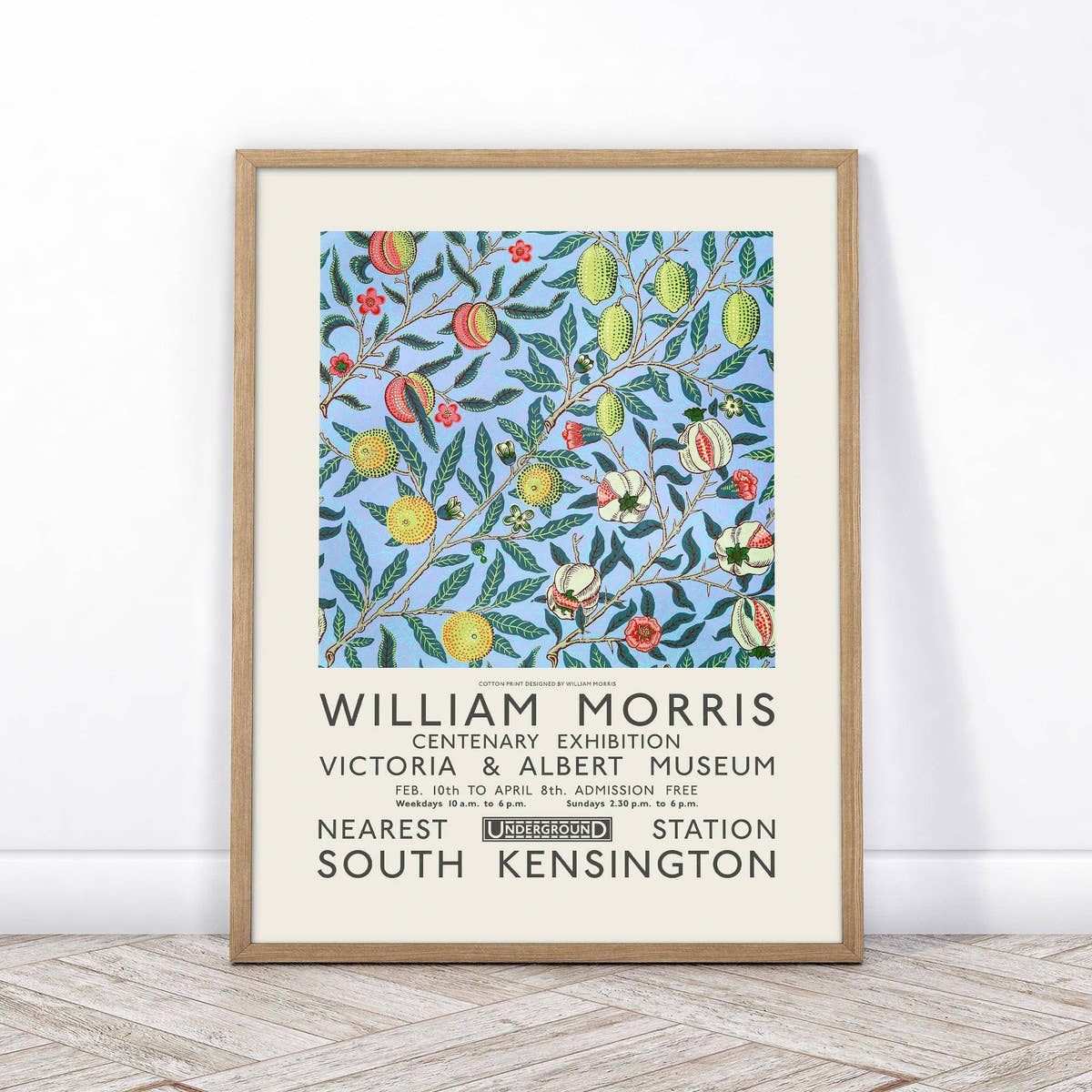 William Morris, William Morris, Fruit or Pomegranate Poster on blue background