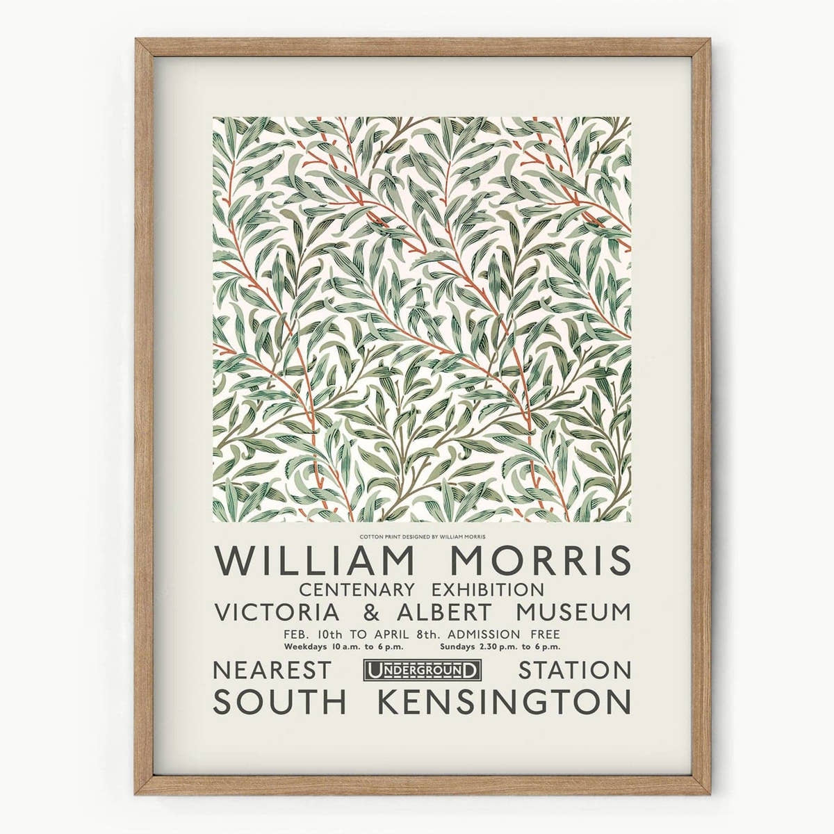 William Morris, Willow Bough, Green leaves branches, Fine Art Print