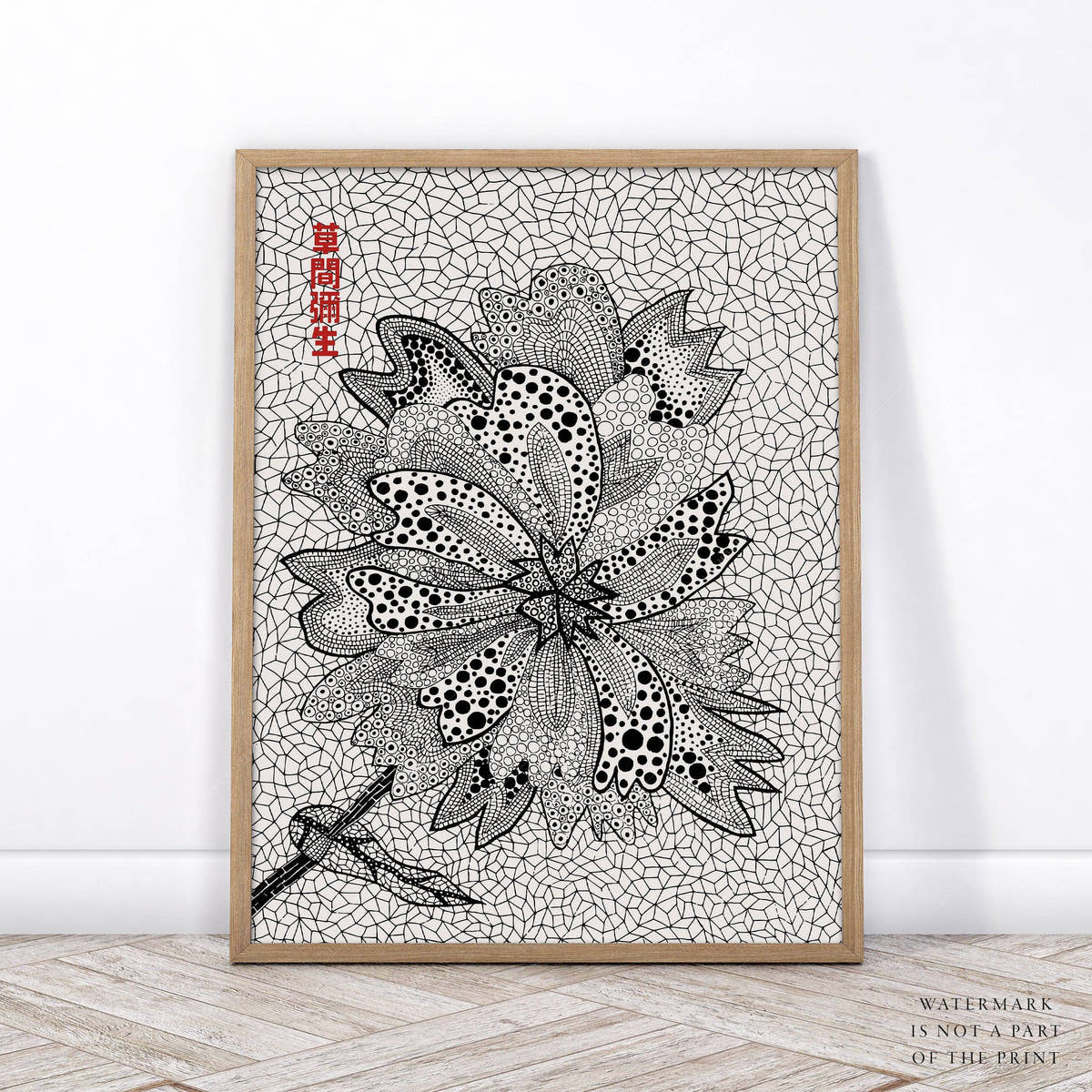 Yayoi Kusama, Floral Print, Contemporary Art, Black and White colors
