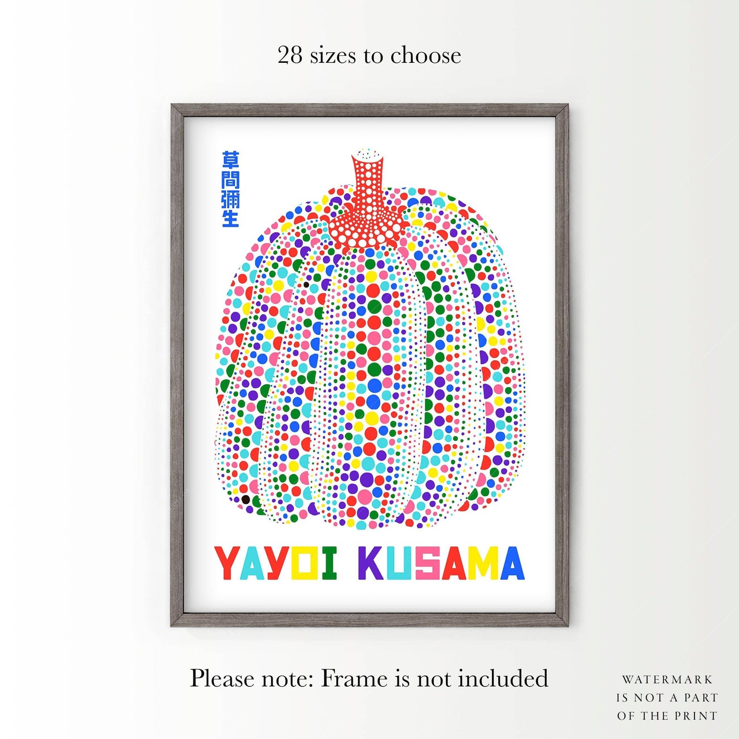 Yayoi Kusama Print, Contemporary Wall Decor, Colorful Pumpkin
