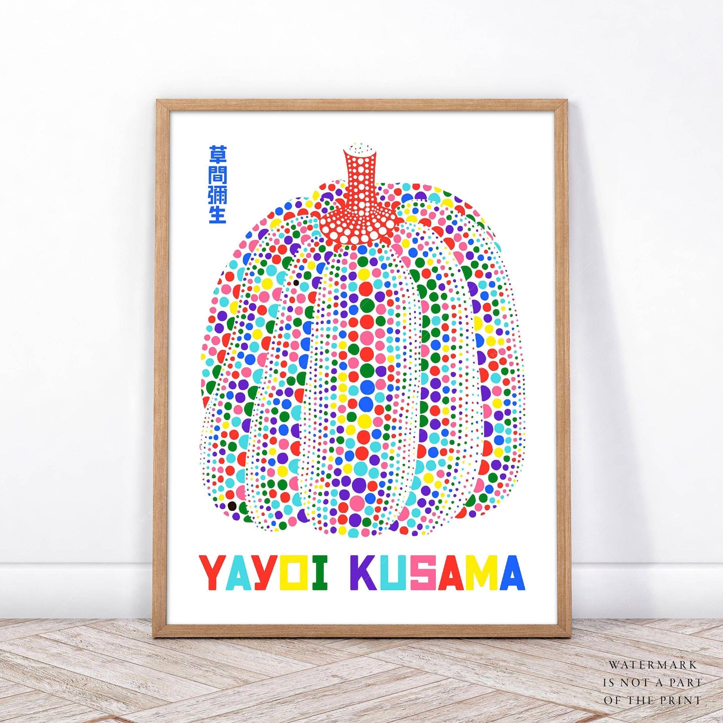 Yayoi Kusama Print, Contemporary Wall Decor, Colorful Pumpkin