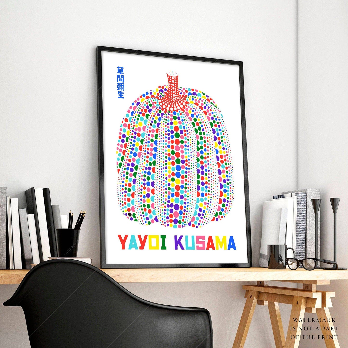 Yayoi Kusama Print, Contemporary Wall Decor, Colorful Pumpkin