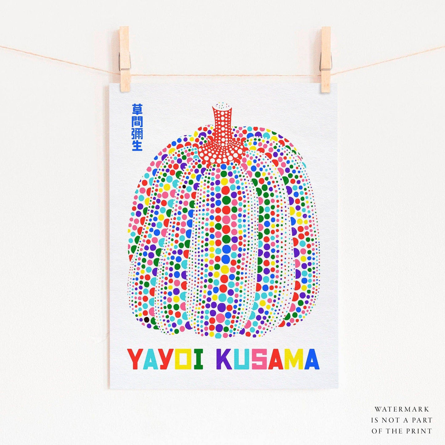 Yayoi Kusama Print, Contemporary Wall Decor, Colorful Pumpkin