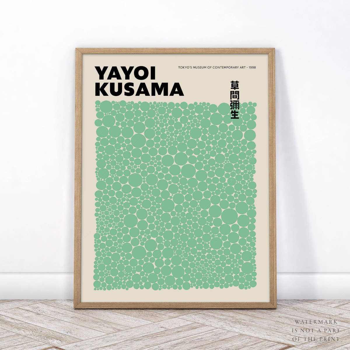 Yayoi Kusama Print, Contemporary Wall Decor, Green Dots