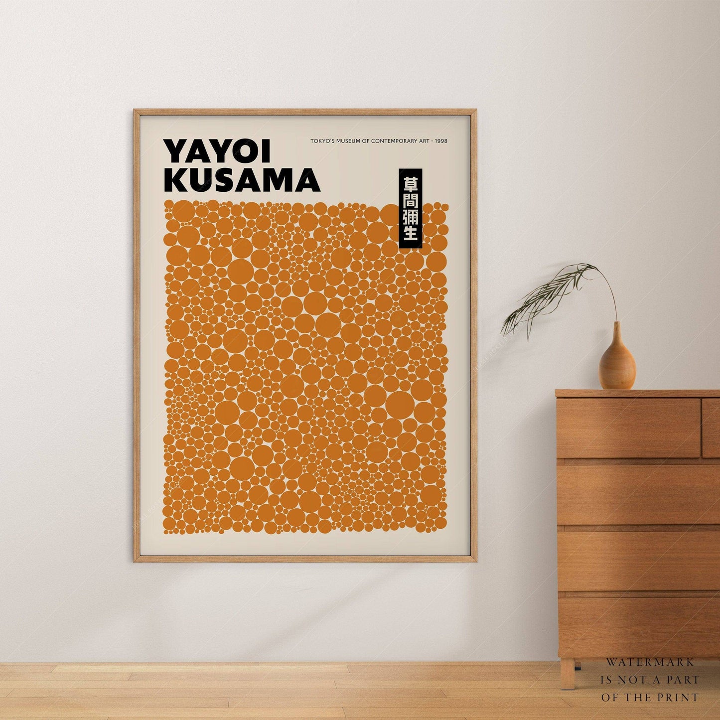 Yayoi Kusama Print, Contemporary Wall Decor, Orange Dots