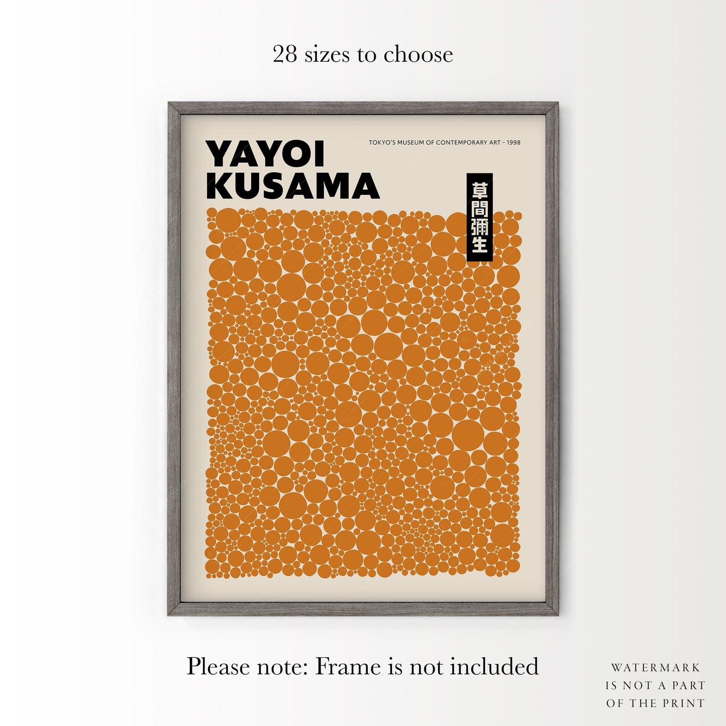 Yayoi Kusama Print, Contemporary Wall Decor, Orange Dots