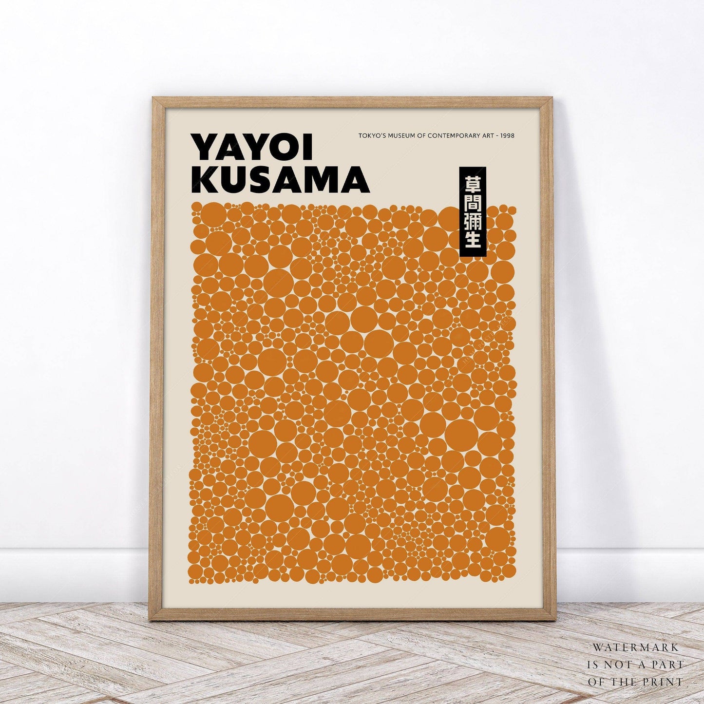 Yayoi Kusama Print, Contemporary Wall Decor, Orange Dots
