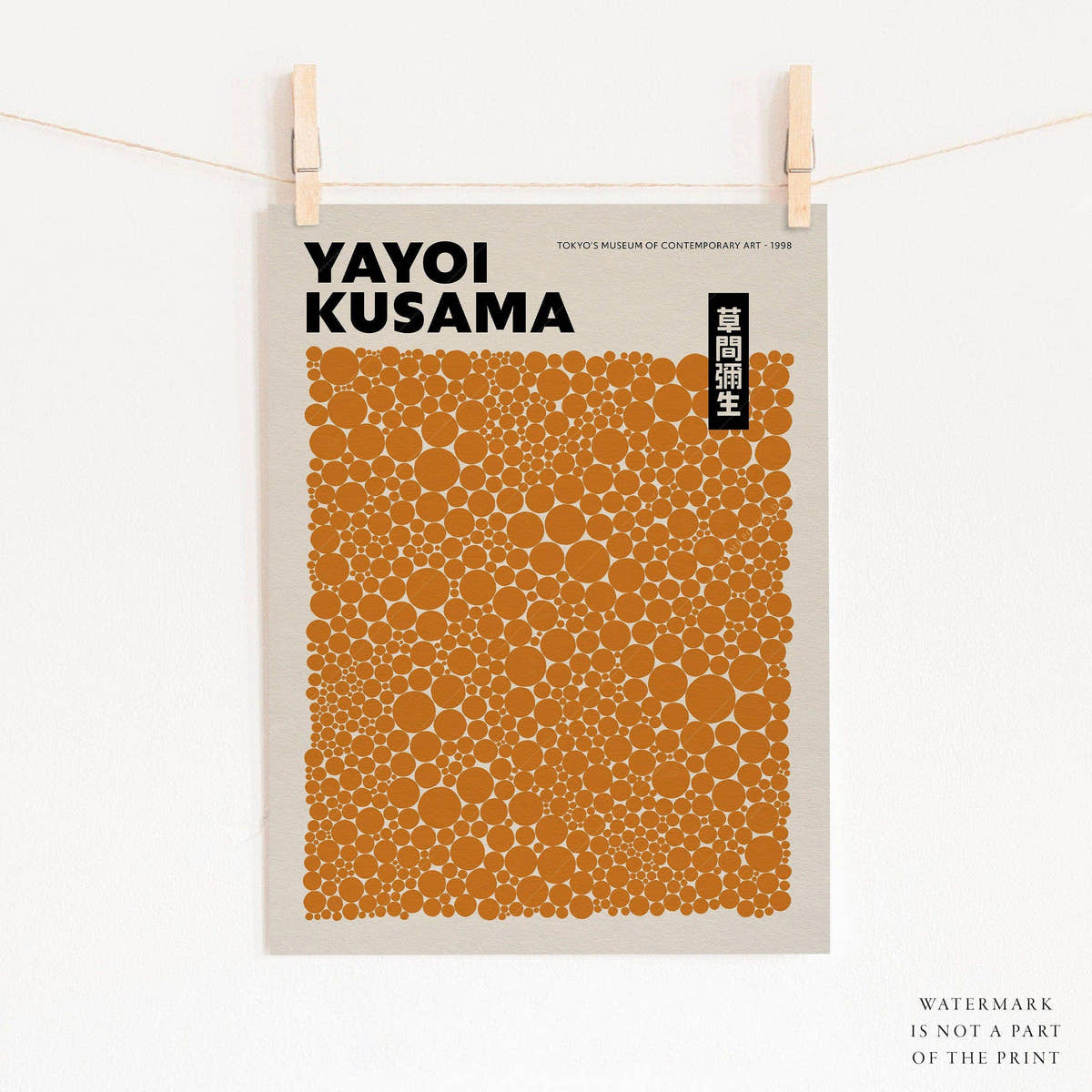 Yayoi Kusama Print, Contemporary Wall Decor, Orange Dots
