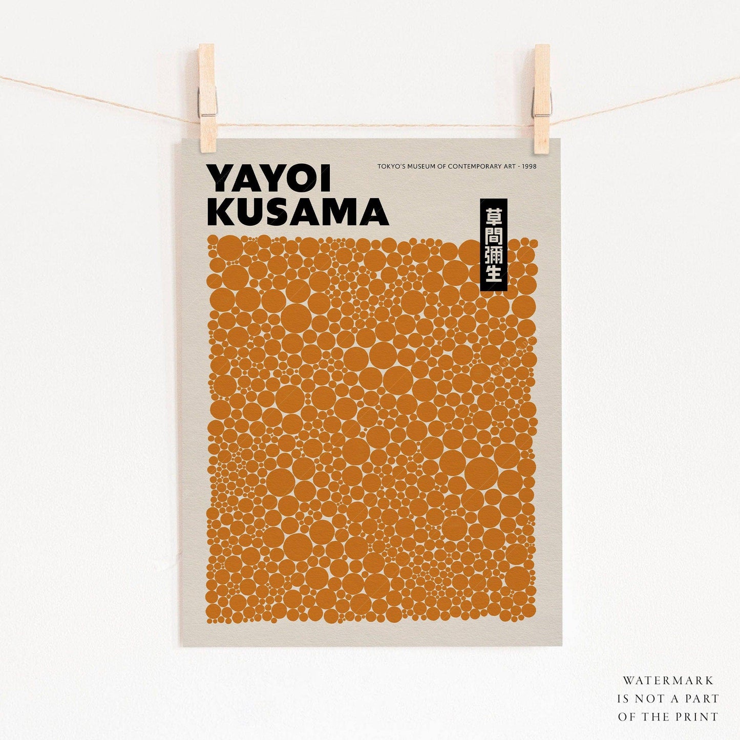 Yayoi Kusama Print, Contemporary Wall Decor, Orange Dots