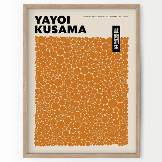 Yayoi Kusama Print, Contemporary Wall Decor, Orange Dots
