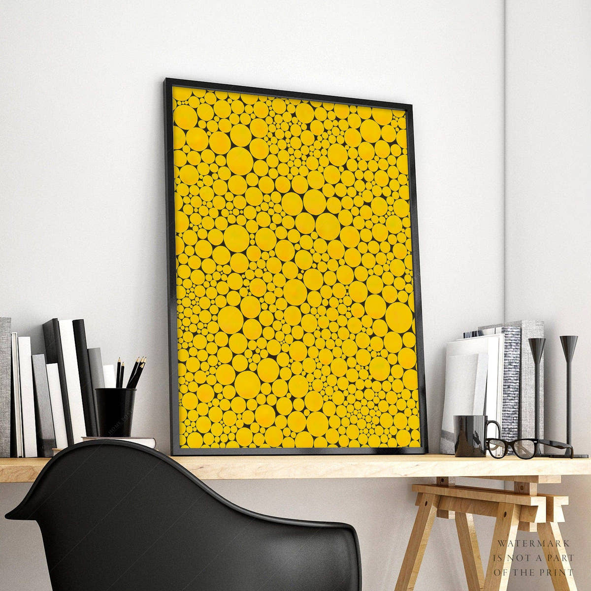 Yayoi Kusama Print, Contemporary Wall Decor, Yellow Dots