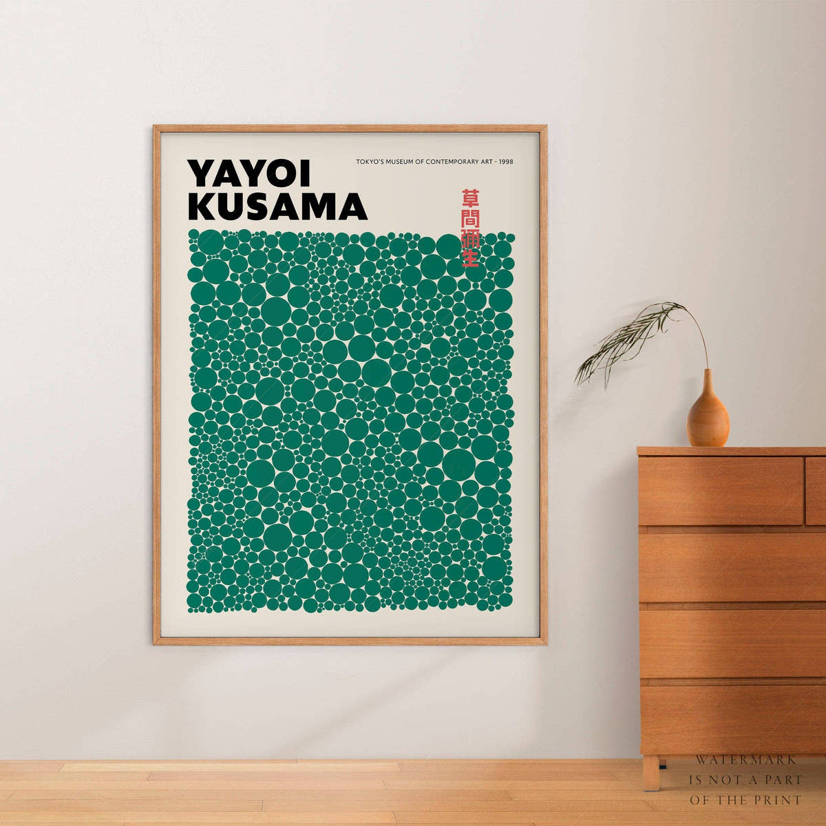 Yayoi Kusama Print, Contemporary Wall Decor, Green Dots