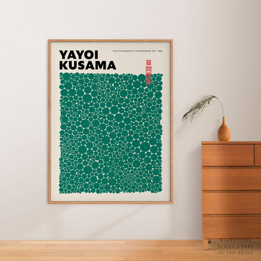 Yayoi Kusama Print, Contemporary Wall Decor, Green Dots