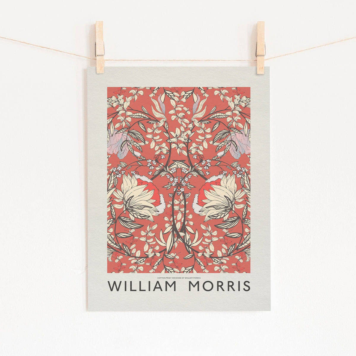 William Morris Poster, Red Floral Pattern