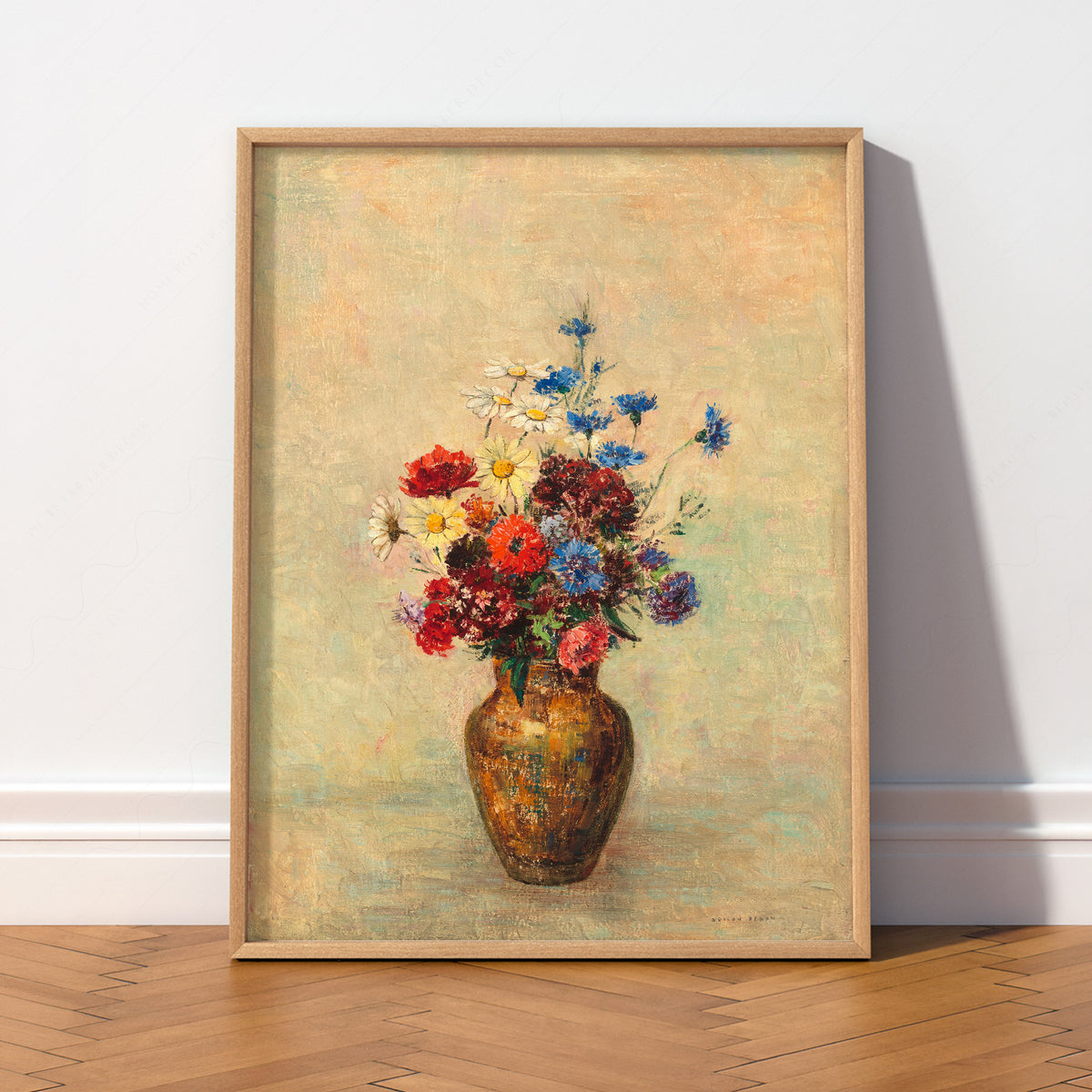 Odilon Redon Flowers in a Brown Vase Art Print — artwork preview 2